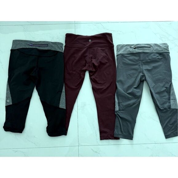 Lot / Set of 3 Lululemon Crops Size 4, Wunder Under Version 1 & Lycra - Picture 2 of 5